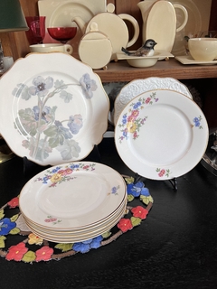 Imagen de Set Platos para Postre x 6 Porcelana Heinrich H&Co. Selb Bavaria #16530 Christine Deco Floral Vivo en Oro