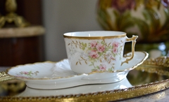 Unica Taza para Desayuno con Plato de Snack Porcelaine Limousine Limoges C1920 Gaths&Chaves
