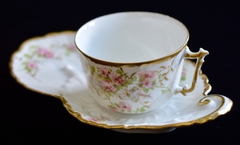 Unica Taza para Desayuno con Plato de Snack Porcelaine Limousine Limoges C1920 Gaths&Chaves - Funcy Stuff Antiguedades