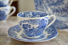 Imagen de Trio para Te Enoch Wedgwood England, Pattern Woodland y Coaching Days Azul C1960