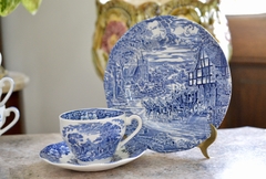 Trio para Te Enoch Wedgwood England, Pattern Woodland y Coaching Days Azul C1960