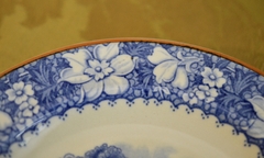 Plato para PostreEnoch Woods Burslem England Pattern Colonial Azul C1930 - Funcy Stuff Antiguedades
