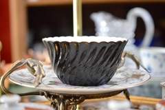 Bowls Terronera de Porcelana Inglesa Aynsley Bone China , Pattern black Swirl C1930