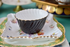 Bowls Terronera de Porcelana Inglesa Aynsley Bone China , Pattern black Swirl C1930 - comprar online