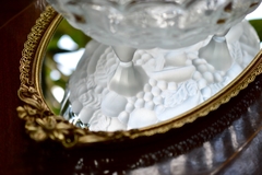Preciosa Frutera o Centro de Mesa Vintage Indiana Glass USA , Modelo Harvest Clear 6 Frost C1960