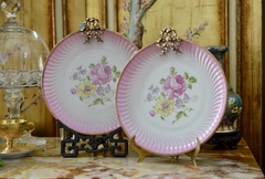 Par Platos Decorativos Porcelana Limoges France Montura en Bronce C1900