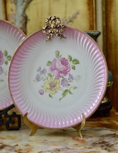 Par Platos Decorativos Porcelana Limoges France Montura en Bronce C1900 - comprar online
