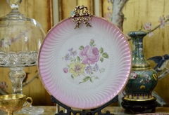 Par Platos Decorativos Porcelana Limoges France Montura en Bronce C1900 en internet