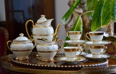 Juego para Cafe Wedgwood of Etruria & Barlaston England Pattern Wellesley Cream & Gold C1930
