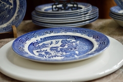Plato para Postre Loza Churchill Staffordshire England , Pattern Willow Blue C1980