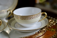 Antigua Taza para Te Porcelana Noritake Komura Japan Guarda Oro sobre Ivory C1918