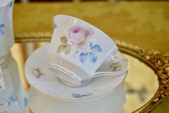 Taza y Plato para Te ,Porcelana PT Tirschenreuth Bavaria Art Deco Rose C1903 - comprar online