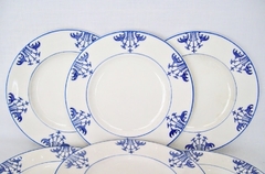 Juego de 6 Platos para Postre Loza Woods Ivory Ware England, Pattern Acanthus Blue C1950 - comprar online