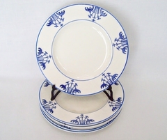 Juego de 6 Platos para Postre Loza Woods Ivory Ware England, Pattern Acanthus Blue C1950 - tienda online