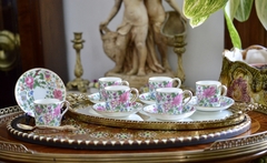Juego de 6 Tazas para Café con Plato , Porcelana Crown Staffordshire England, Pattern Thousand Flowers C1912 - comprar online