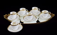 Elegante Set de 6 Tazas para Cafe , Porcelana Inglesa Minton Pattern Gold Rose C1940