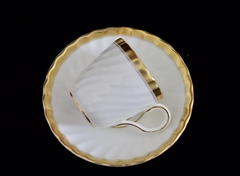 Elegante Set de 6 Tazas para Cafe , Porcelana Inglesa Minton Pattern Gold Rose C1940 - Funcy Stuff Antiguedades