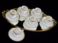 Elegante Set de 6 Tazas para Cafe , Porcelana Inglesa Minton Pattern Gold Rose C1940 - tienda online