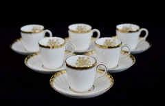 Elegante Set de 6 Tazas para Cafe , Porcelana Inglesa Minton Pattern Gold Rose C1940