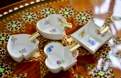 Set de 4 Ceniceros de Mano, Porcelana Mapo C1950. Palos del Pocker. Impecables.