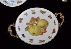 Bombonera de Porcelana Bavaria con Montura en Bronce, Royal Hanover Bavaria Frutas #3 C1950