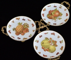 Bombonera de Porcelana Bavaria con Montura en Bronce, Royal Hanover Bavaria Frutas #2 C1950