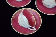 Juego de 6 Tazas para Café con Plato , Ch. Field Havilan Limoges France Bordeaux y Oro C1940 - Funcy Stuff Antiguedades