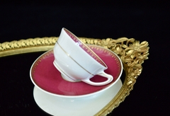 Taza para Cafe Ch. Field Haviland Limoges France, Bordeaux y Oro C1940 - Funcy Stuff Antiguedades