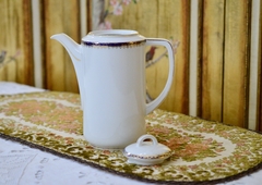 Hermosa Cafetera de Porcelana Czechoslovakia Oepiag Royal , Con Guarda Azul Cobalto y Oro C1920 - tienda online