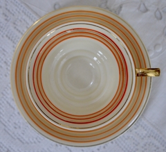 Taza para Te ST Hand Painted Japan Art Deco Marfil Vivo Naranja y Oro C1930 - comprar online