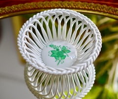 Hermosa Canasta de Porcelana Herend Hungary Chinese Bouquet Green C1960 Bombonera o Porta joyas. - comprar online