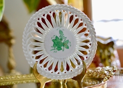 Hermosa Canasta de Porcelana Herend Hungary Chinese Bouquet Green C1960 Bombonera o Porta joyas. - Funcy Stuff Antiguedades