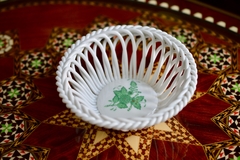 Hermosa Canasta de Porcelana Herend Hungary Chinese Bouquet Green C1960 Bombonera o Porta joyas. - tienda online
