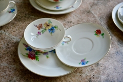 Trio para Te Porcelana Verbano Laveno , Decoracion Floral C1955 - comprar online