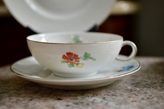 Trio para Te Porcelana Verbano Laveno , Decoracion Floral C1955 en internet