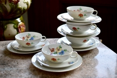 Trio para Te Porcelana Verbano Laveno , Decoracion Floral C1955 en internet