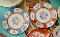 Plato Decorativo Porcelana Verbano Decorado a Mano Bouquet Guarda Azul C1970 en internet