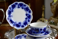 Trio para Te Gefle Sweden , Pattern Vinranka Flow Blue C1939. - Funcy Stuff Antiguedades