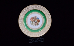 Hermoso Plato Decorativo Thomas Bavaria Bouquet Guarda Verde Filigrana de Oro C1930 - comprar online