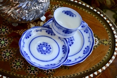 Trio para Te WH Grindley Crescent England , Pattern Lorne Flow Blue C1891