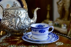 Imagen de Trio para Te WH Grindley Crescent England , Pattern Lorne Flow Blue C1891