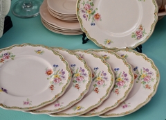 Juego de 6 Platos Playos Johnson Bros England Rosedawn Hanford C1950 - Funcy Stuff Antiguedades