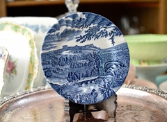 Plato para Postre Johnson Bros England, Pattern Road to Windsor C1960 Blue.