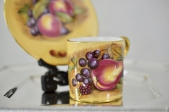 Demitasse Aynsley Fine English Bone China Pattern Orchard Gold Fruits C1960