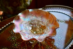 Centro de Mesa Dulcera Dugan Carnival Glass USA , Modelo Cherries C1908-1930 - Funcy Stuff Antiguedades
