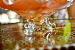 Imagen de Centro de Mesa Dulcera Dugan Carnival Glass USA , Modelo Cherries C1908-1930