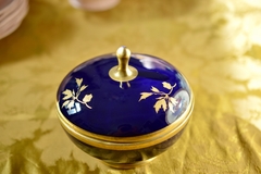 Bombonera vintage de Porcelana Inglesa Azul Cobalto y Decoración en Oro - tienda online