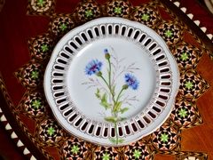 Hermoso y Antiguo Plato Decorativo de Porcelana Fischer & Mieg Czechoslovakia Pintado de Mano C1853-1873 - tienda online