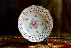Pin Dish Bowls para Dulces o Bombones Porcelana Schumann Bavaria Decoración Floral Borde Calado C1955