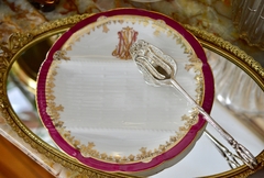 Antiguo Plato Seccionado para Espárragos Marcial Redon Limoges , Linea Imperio con Monograma C1890